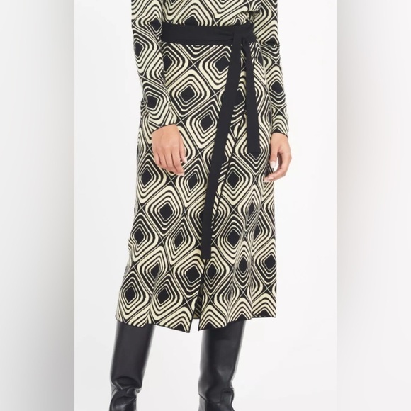 NWT Tanya Taylor Candace Geo-Jacquard Print Midi Skirt in Cream & Black Sz XS - Picture 1 of 13